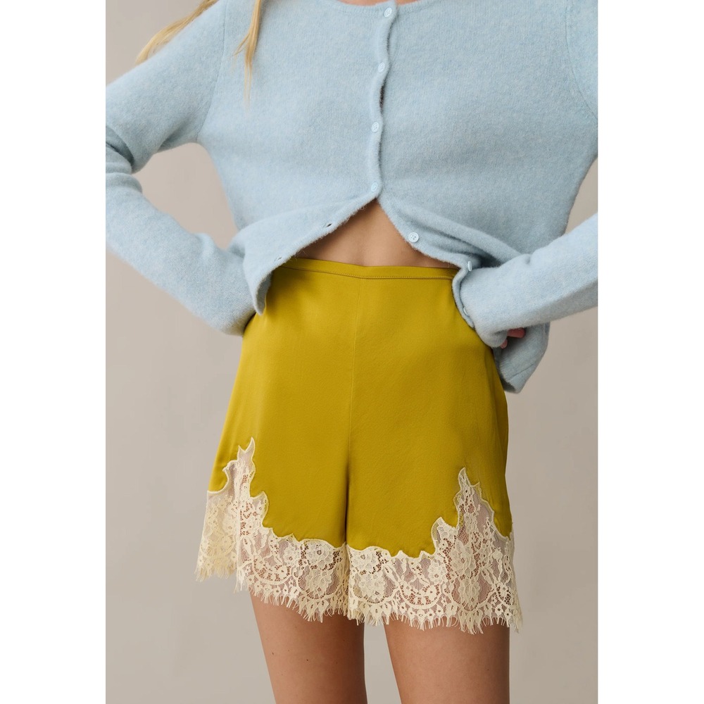 NWT Sorella Rosa Silk Lace Trim Short in Mango - Size Large